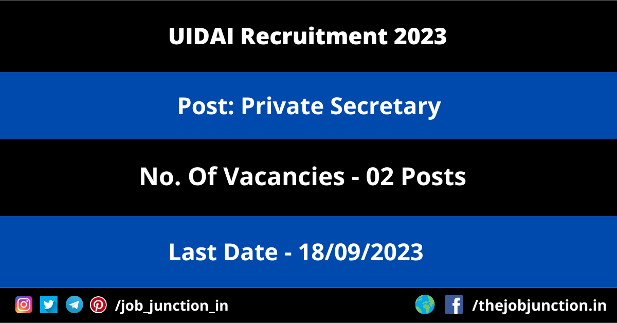 UIDAI Private Secretary Recruitment 2023