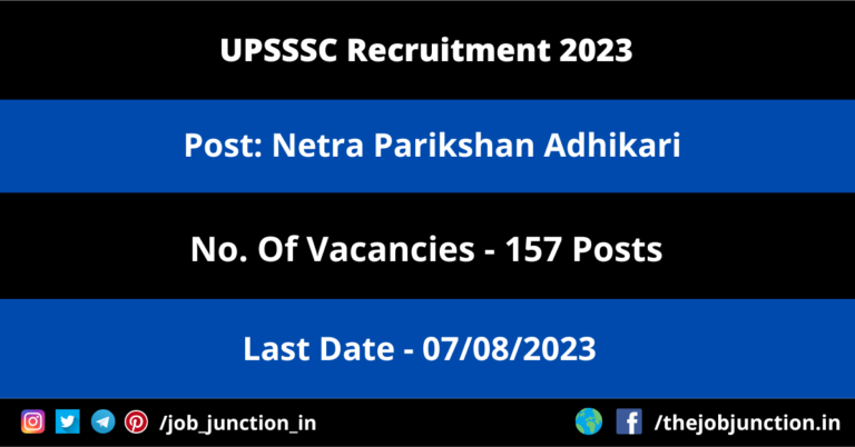 UPSSSC Netra Parikshan Adhikari Recruitment 2023