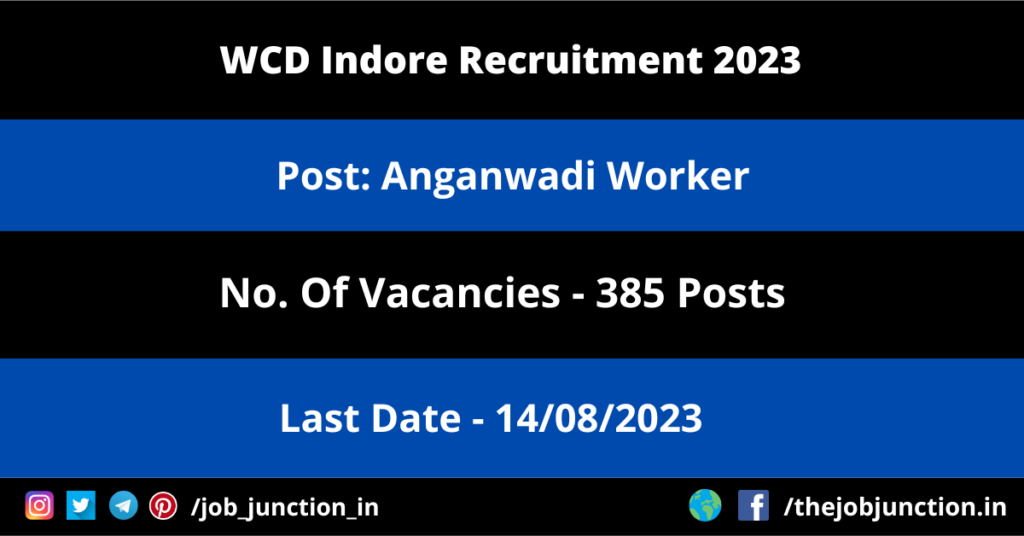 MPPGCL Manager Recruitment 2023 JOB JUNCTION WCD Indore Anganwadi Worker Recruitment 2023