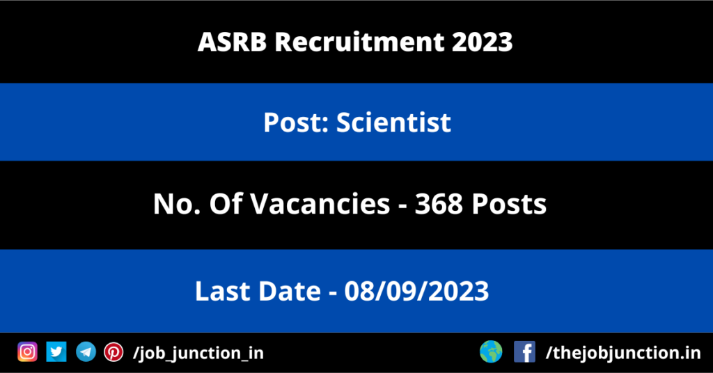MPSC Professor Recruitment 2023 JOB JUNCTION ASRB Scientist Recruitment 2023