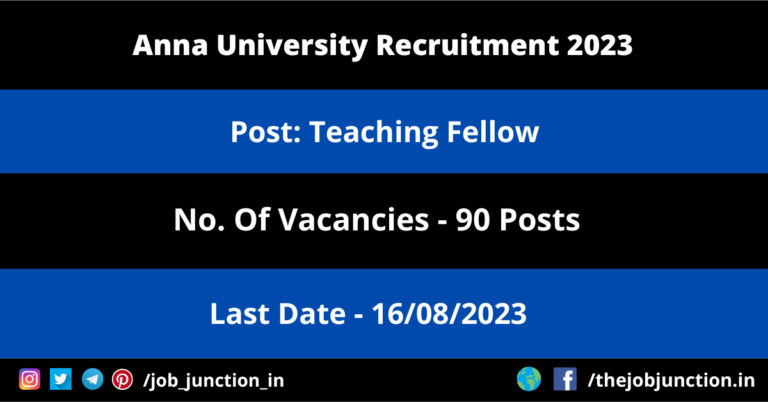 Anna University Teaching Fellow Recruitment 2023