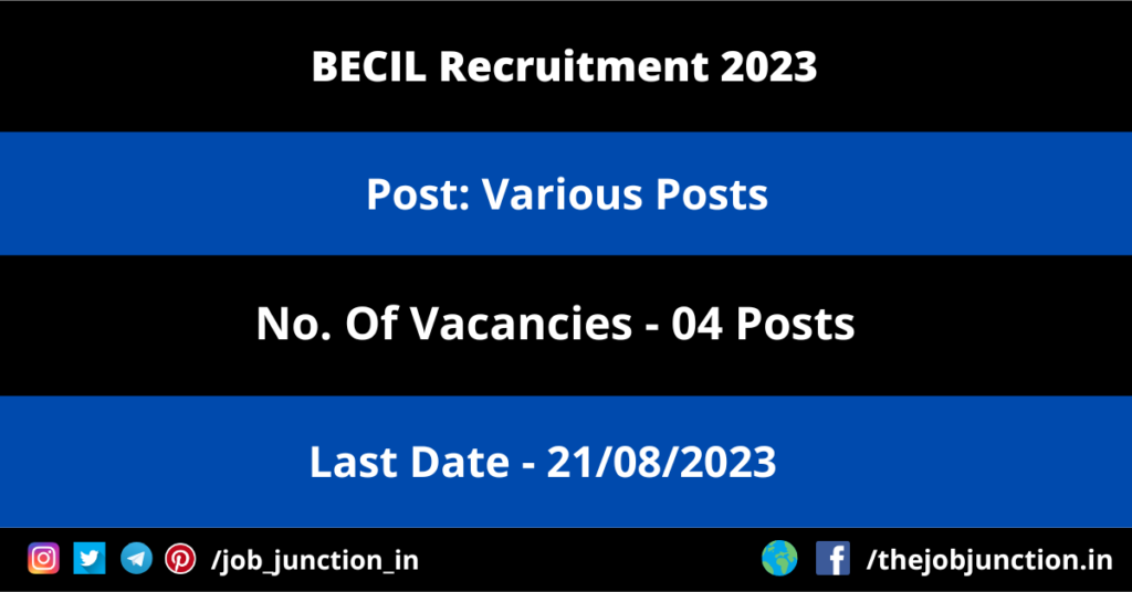 MPSC Deputy Director Recruitment 2023 JOB JUNCTION BECIL Recruitment 2023