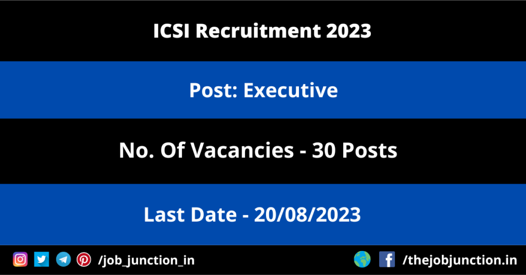 HSSC Recruitment 2026 JOB JUNCTION ICSI Executive Recruitment 2023