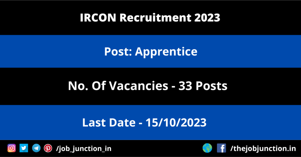 CAG Administrative Assistant Recruitment 2023 JOB JUNCTION IRCON Apprentice Recruitment 2023