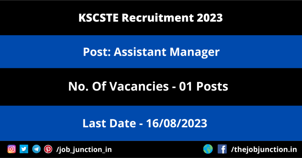 ONGC Junior Consultant Recruitment 2023 JOB JUNCTION KSCSTE Assistant Manager Recruitment 2023