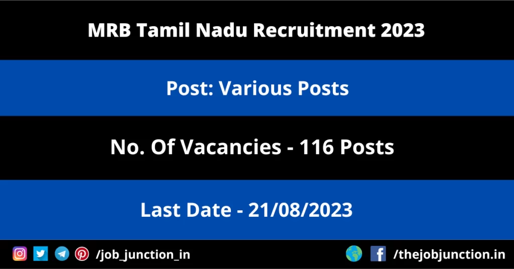 DHS Chengalpattu Recruitment 2026 JOB JUNCTION MRB Tamil Nadu Recruitment 2023