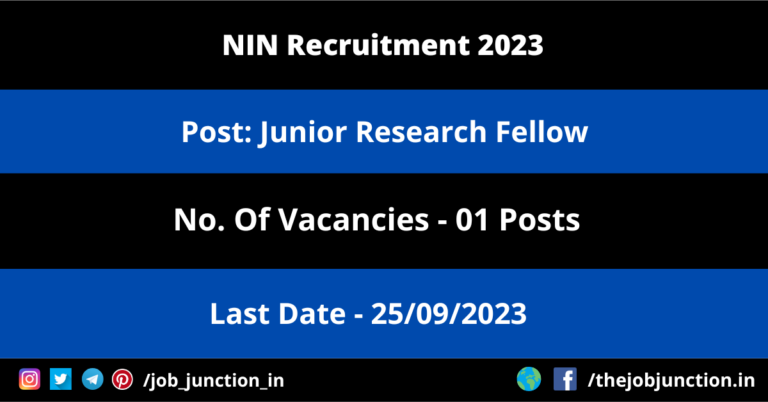 NIN JRF Recruitment 2023