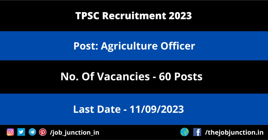 NPSC Stenographer Recruitment 2023 JOB JUNCTION TPSC Agriculture Officer Recruitment 2023