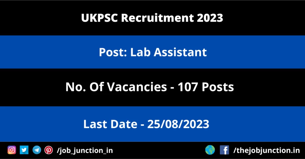 LIC HFL Junior Assistant Recruitment 2026 JOB JUNCTION UKPSC Lab Assistant Recruitment 2023