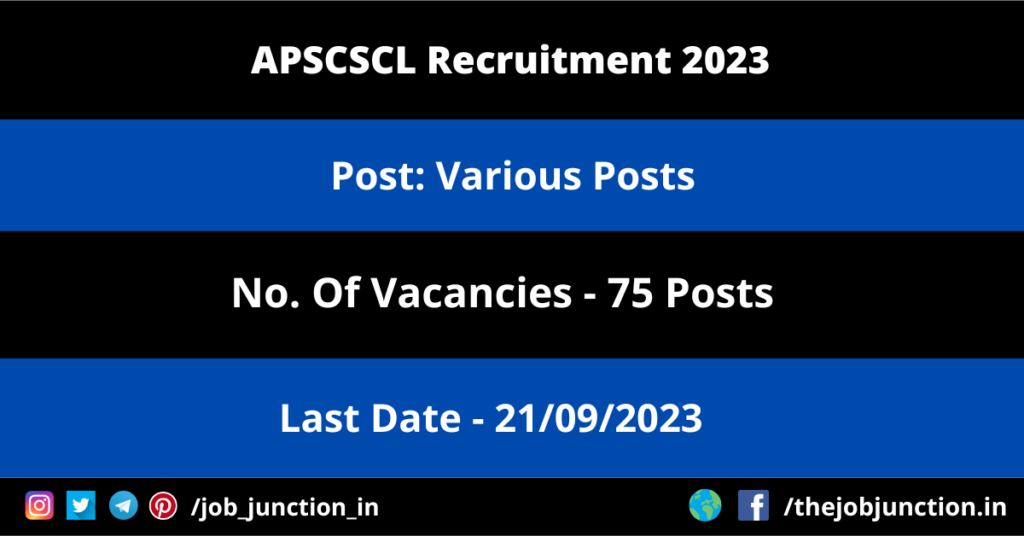 APSRTC Recruitment 2025 JOB JUNCTION APSCSCL Recruitment 2023