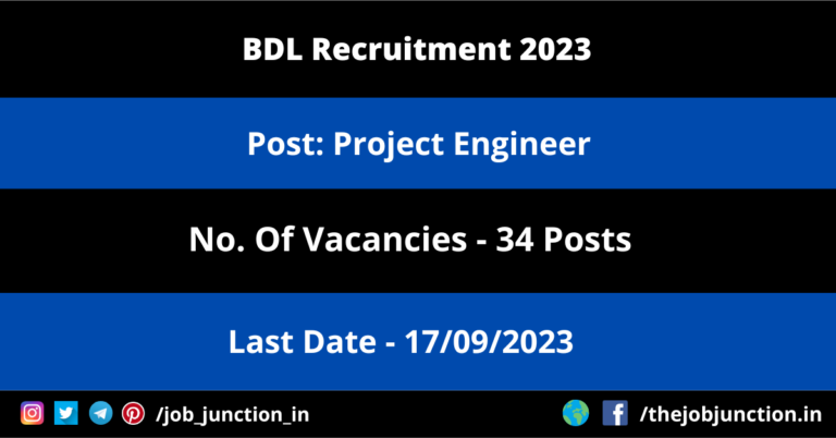 BDL Project Engineer Recruitment 2023