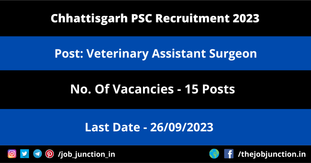 Corporation of Chennai recruitment 2023 JOB JUNCTION Chhattisgarh PSC Recruitment 2023