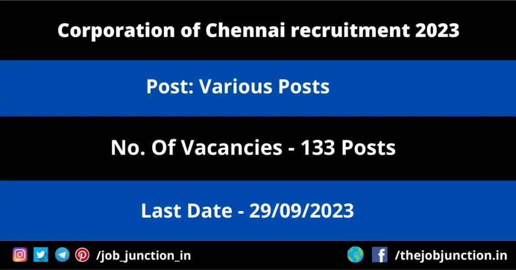 JIPMER Recruitment 2025 JOB JUNCTION Corporation of Chennai recruitment 2023