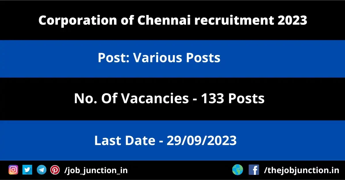 Corporation of Chennai recruitment 2023