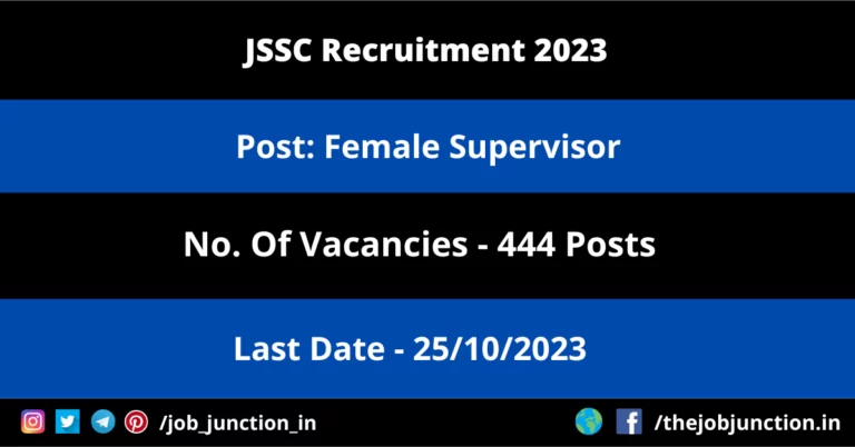 JSSC Supervisor Recruitment 2023