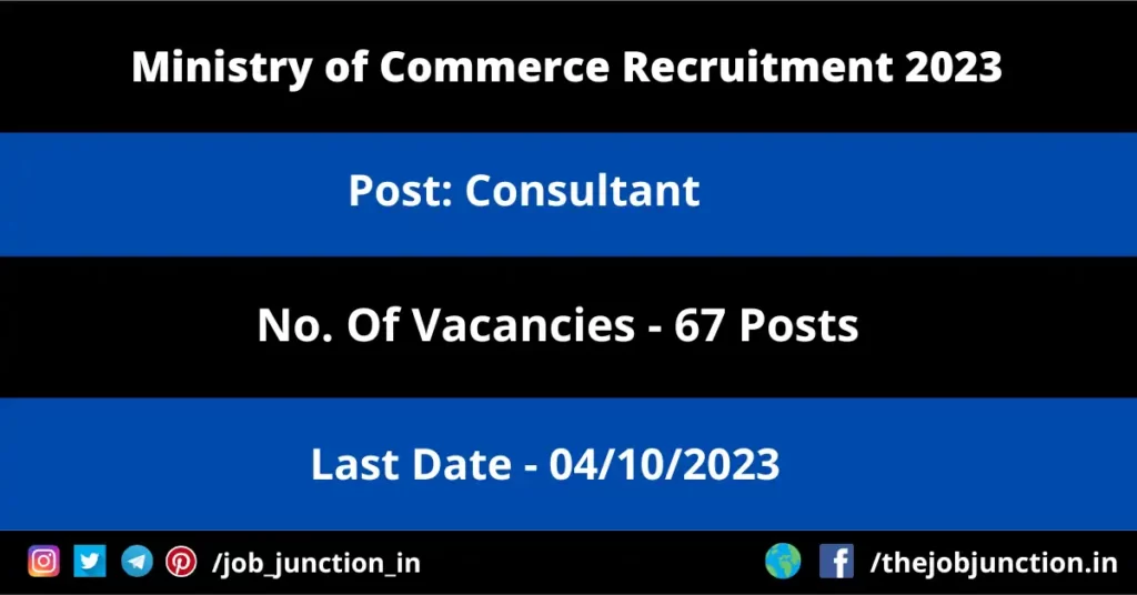 IDBI Bank Recruitment 2026 JOB JUNCTION Ministry of Commerce Recruitment 2023
