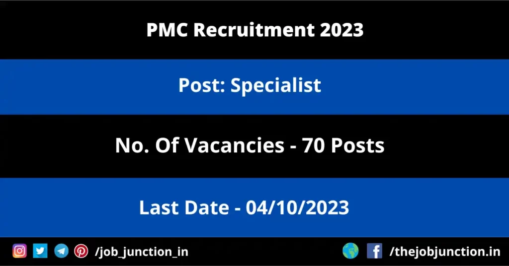 PMC Recruitment 2023 JOB JUNCTION PMC Recruitment 2023