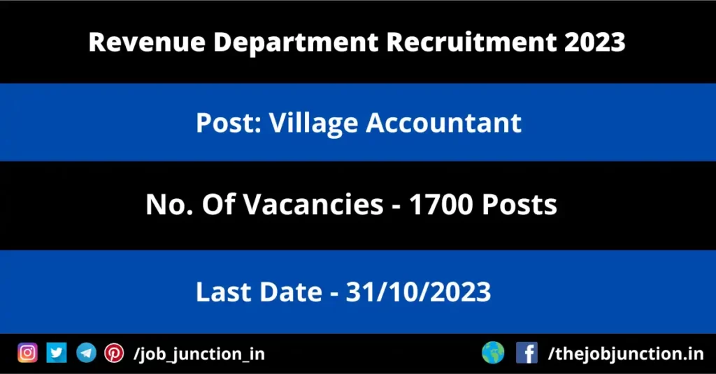 CDAC Recruitment 2023 JOB JUNCTION Revenue Department Karnataka Recruitment 2023