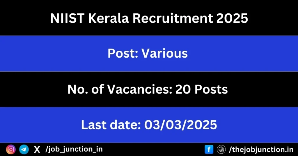 NIIST Kerala Recruitment 2025