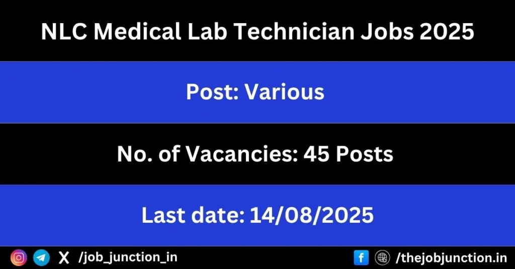 NLC Medical Lab Technician Jobs 2025
