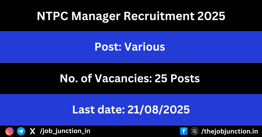 NTPC Manager Recruitment 2025