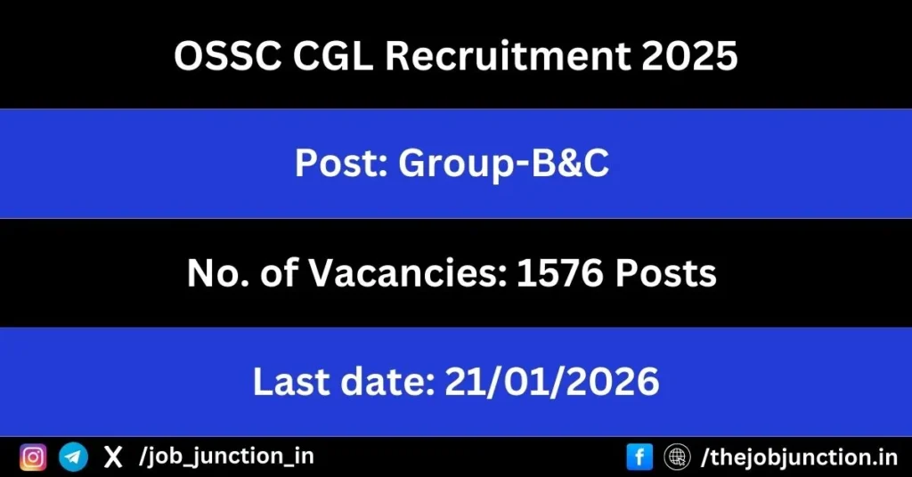 OSSC CGL Recruitment 2025 JOB JUNCTION OSSC CGL Recruitment 2025