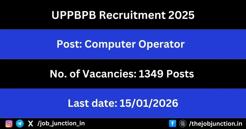 UPPBPB Computer Operator Recruitment 2025 JOB JUNCTION UPPBPB Computer Operator Recruitment 2025