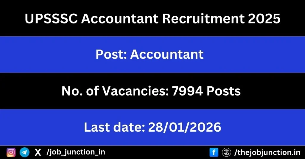 UPSSSC Accountant Recruitment 2025 JOB JUNCTION UPSSSC Accountant Recruitment 2025