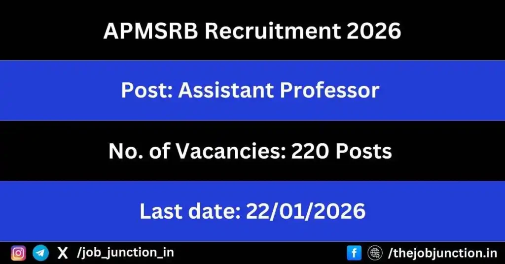 APMSRB Assistant Professor Recruitment 2026 JOB JUNCTION APMSRB Assistant Professor Recruitment 2026