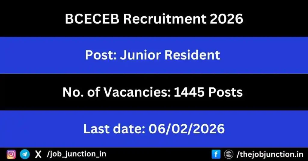 BCECEB Junior Resident Recruitment 2026 JOB JUNCTION BCECEB Junior Resident Recruitment 2026