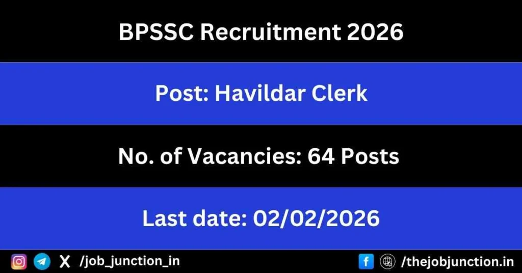 BPSSC Havildar Clerk Recruitment 2026 JOB JUNCTION BPSSC Havildar Clerk Recruitment 2026