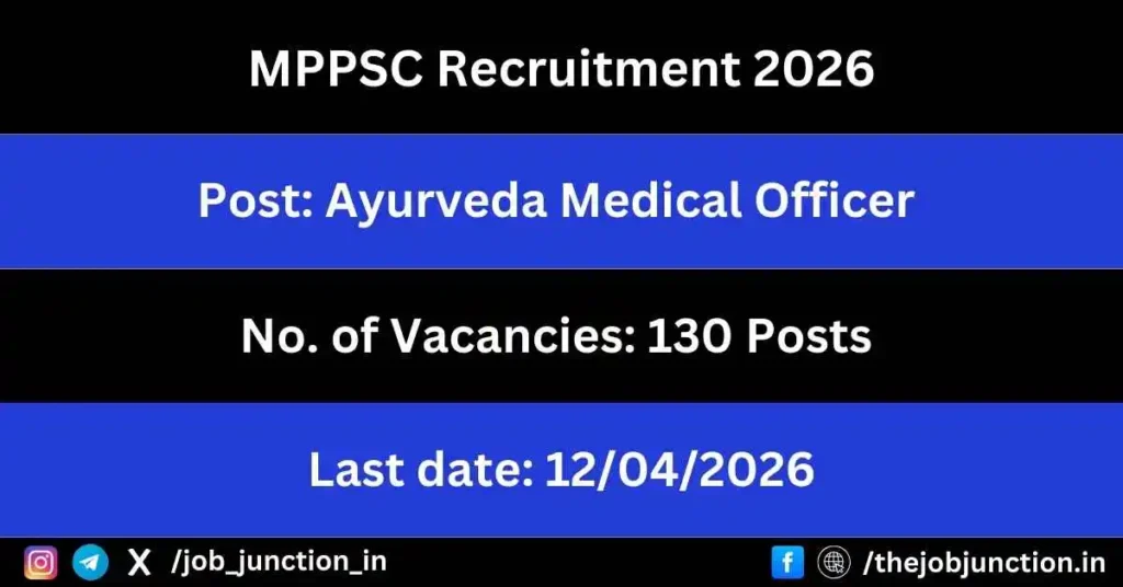 MPPSC Ayurveda Medical Officer Recruitment 2026 JOB JUNCTION MPPSC Ayurveda Medical Officer Recruitment 2026