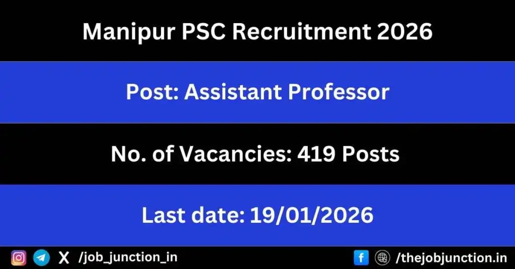 Manipur PSC Assistant Professor Recruitment 2026 JOB JUNCTION Manipur PSC Assistant Professor Recruitment 2026