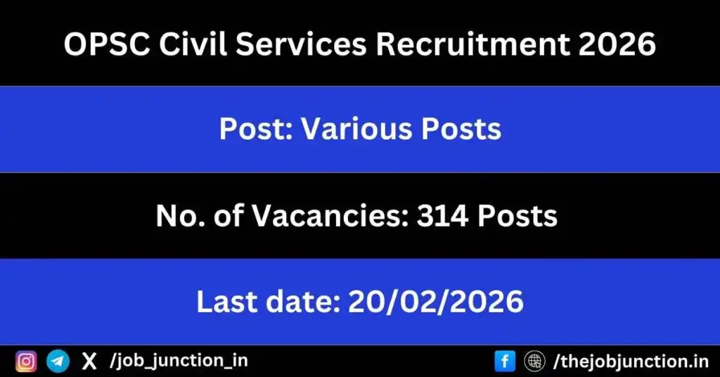 OPSC Civil Services Recruitment 2026 JOB JUNCTION OPSC Civil Services Recruitment 2026