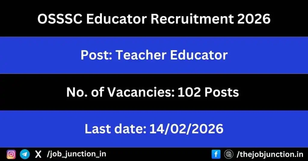 OSSSC Educator Recruitment 2026 JOB JUNCTION OSSSC Educator Recruitment 2026