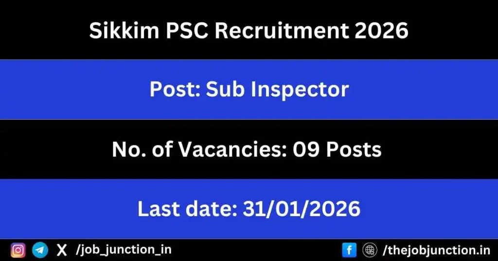 Sikkim PSC Recruitment 2026 JOB JUNCTION Sikkim PSC Recruitment 2026