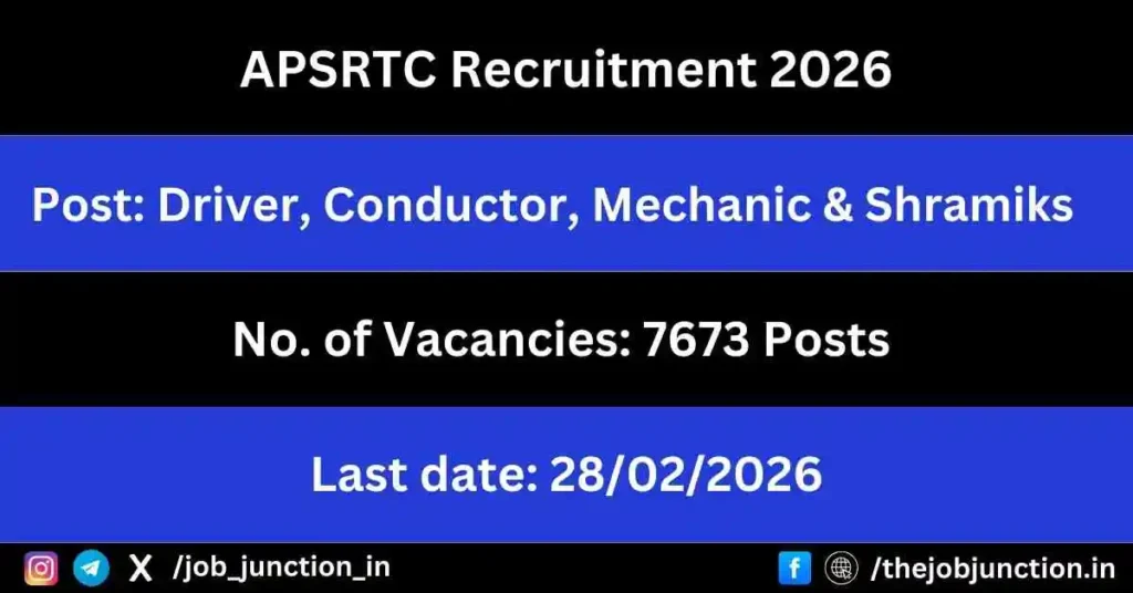 APSRTC Recruitment 2026 JOB JUNCTION APSRTC Recruitment 2026