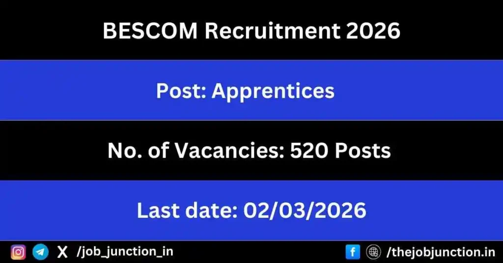BESCOM Apprentices Recruitment 2026 JOB JUNCTION BESCOM Apprentices Recruitment 2026