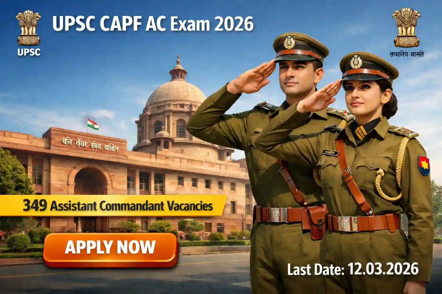 UPSC CAPF AC Recruitment 2026