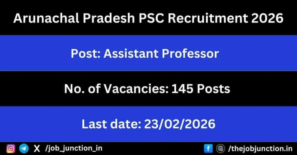 Arunachal Pradesh PSC Recruitment 2026 JOB JUNCTION Arunachal Pradesh PSC Recruitment 2026