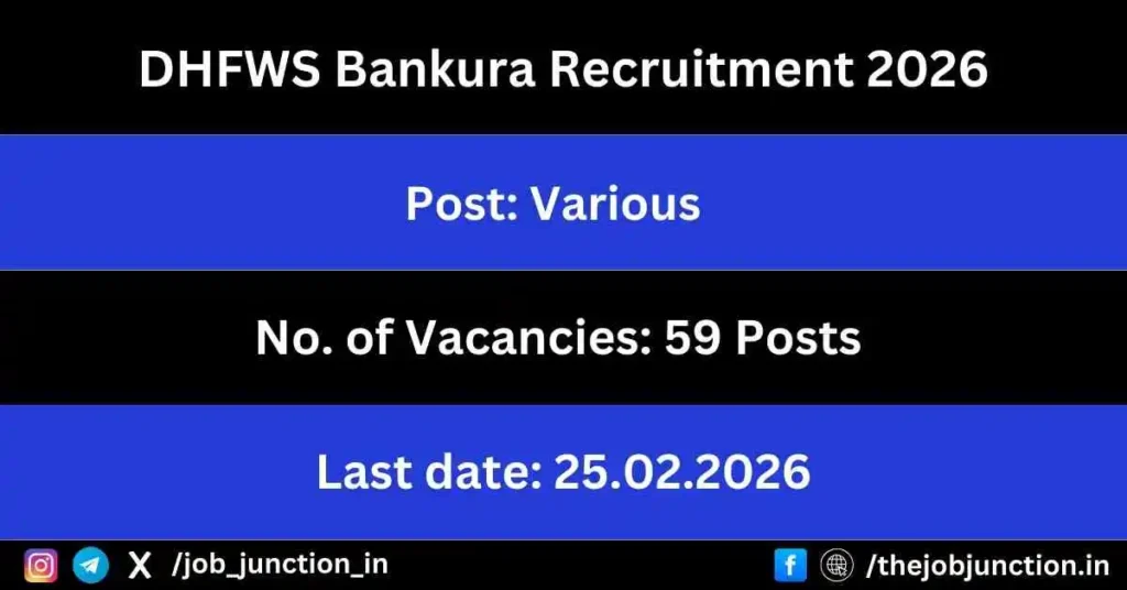 DHFWS Bankura Recruitment 2026 JOB JUNCTION DHFWS Bankura Recruitment 2026
