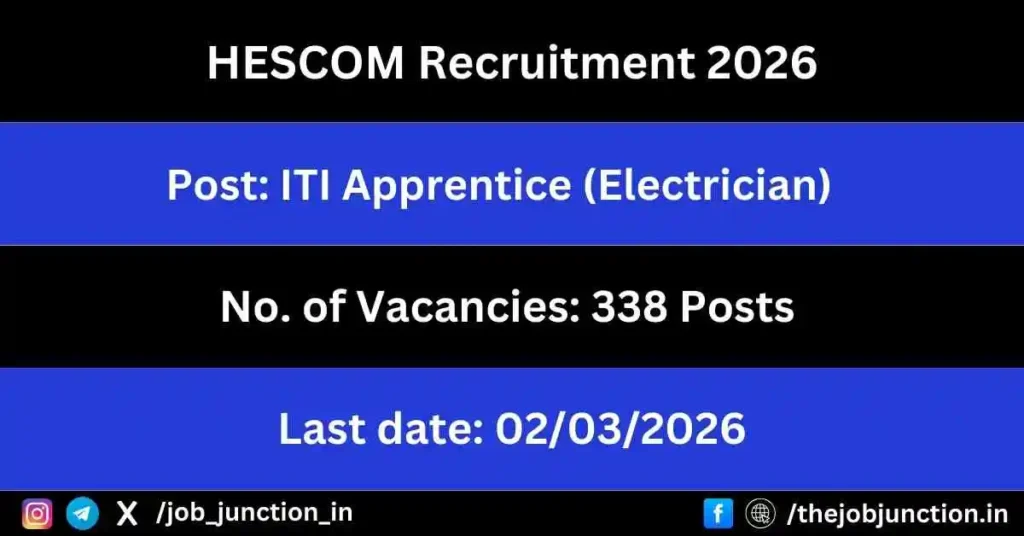 HESCOM Apprentice Recruitment 2026 JOB JUNCTION HESCOM Apprentice Recruitment 2026