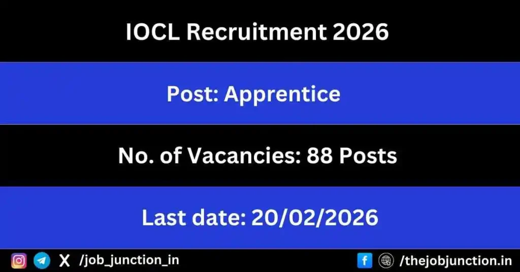 IOCL Apprentice Recruitment 2026 JOB JUNCTION IOCL Apprentice Recruitment 2026