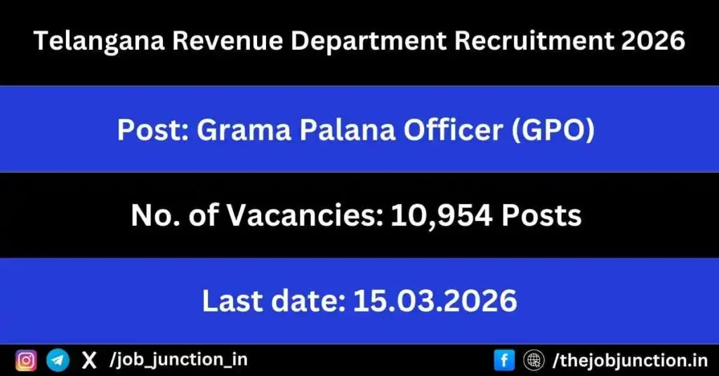 Telangana Revenue Department Recruitment 2026 JOB JUNCTION Telangana Revenue Department Recruitment 2026