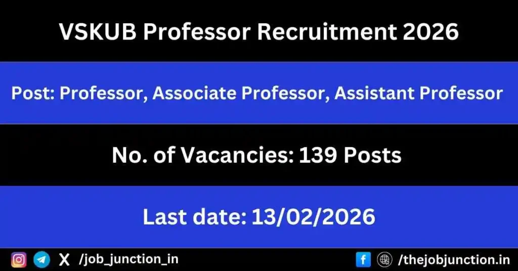 VSKUB Professor Recruitment 2026 JOB JUNCTION VSKUB Professor Recruitment 2026