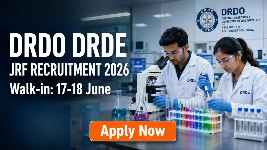 SCTIMST PTS Recruitment 2026 JOB JUNCTION DRDO DRDE JRF Recruitment 2026 Notification