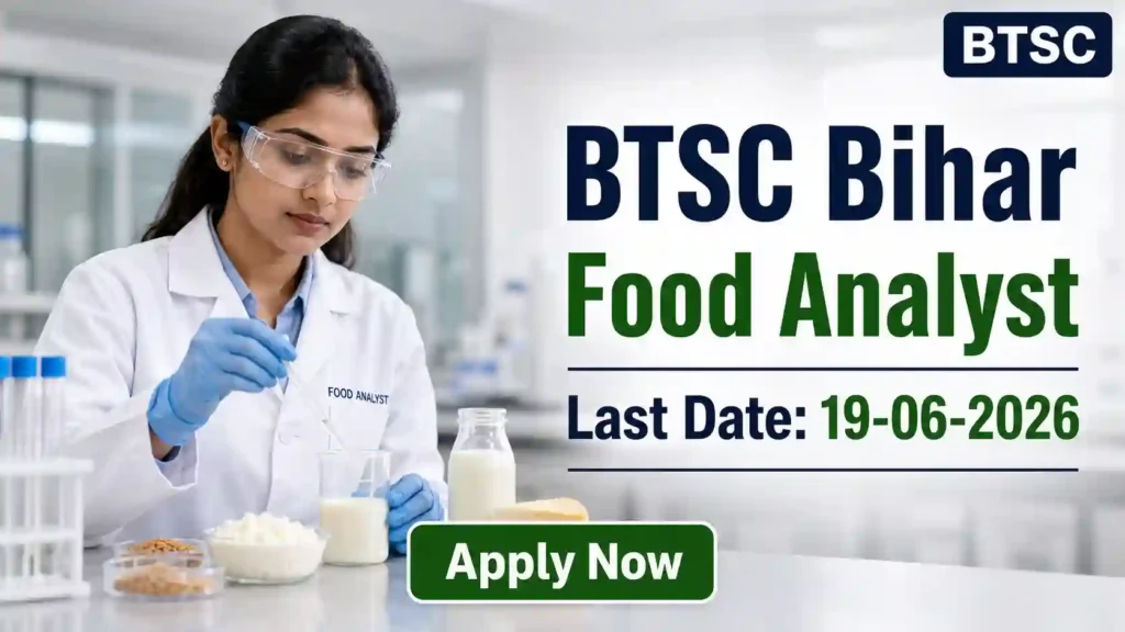 DRDO DG Internship Recruitment 2026 JOB JUNCTION BTSC Food Analyst Recruitment 2026 Notification