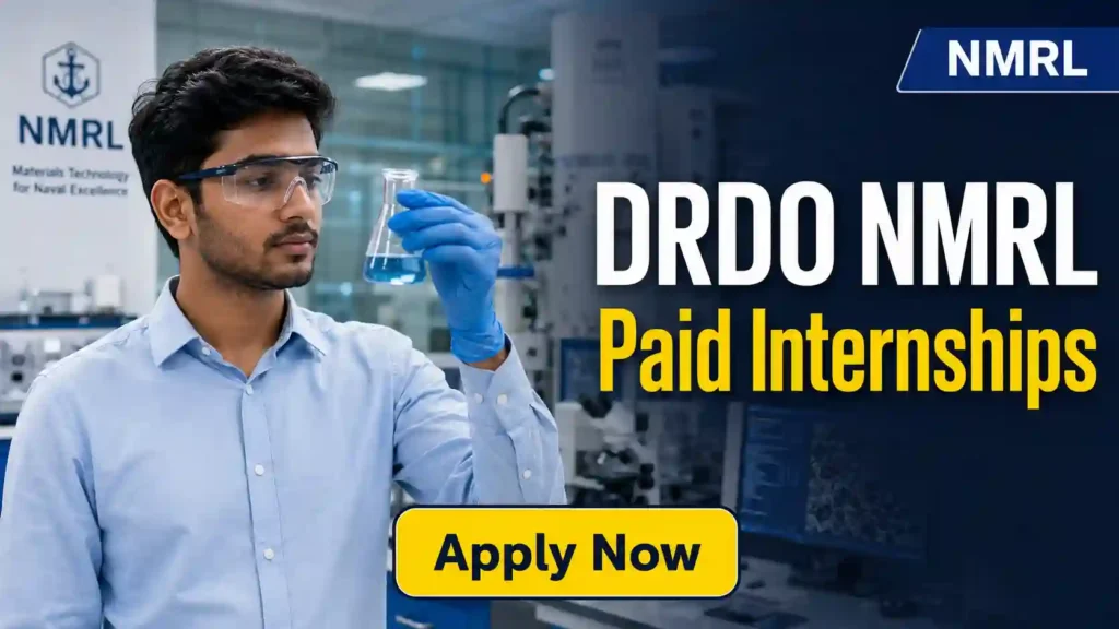 DRDO MTRDC Paid Internship Recruitment 2026 JOB JUNCTION DRDO NMRL Paid Internships Recruitment 2026 Notification