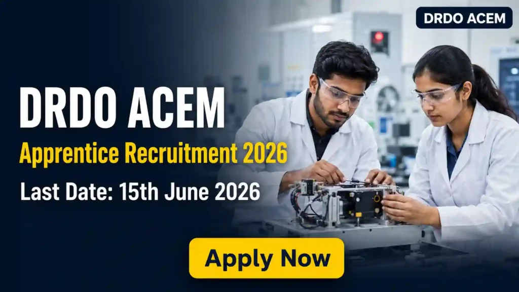 DRDO MTRDC Paid Internship Recruitment 2026 JOB JUNCTION DRDO ACEM Apprentice Recruitment 2026 Notification